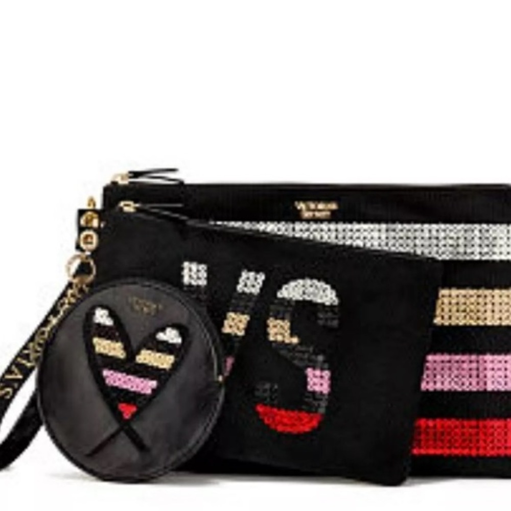 Victoria’s Secret sequins pouch trio set